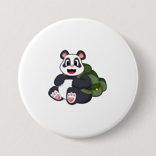 Panda as Hiker with Backpack 7.5 Cm Round Badge