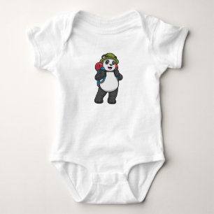 Panda as Hiker with Backpack Baby Bodysuit