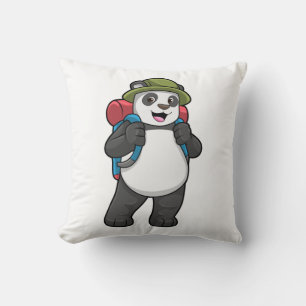 Panda as Hiker with Backpack Cushion