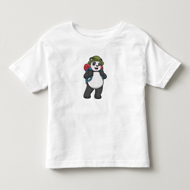 Panda as Hiker with Backpack Toddler T-Shirt (Front)