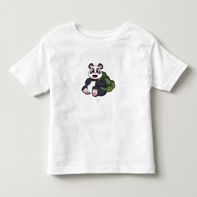Panda as Hiker with Backpack Toddler T-Shirt (Front)