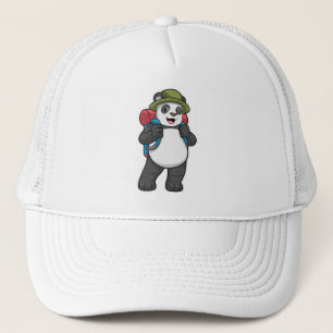 Panda as Hiker with Backpack Trucker Hat