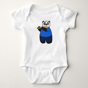 Panda as Musician with Flute Baby Bodysuit