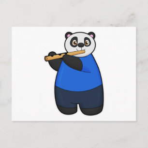Panda as Musician with Flute Postcard