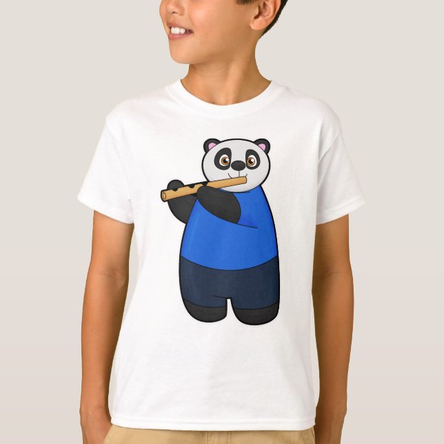 Panda as Musician with Flute T-Shirt (Front)
