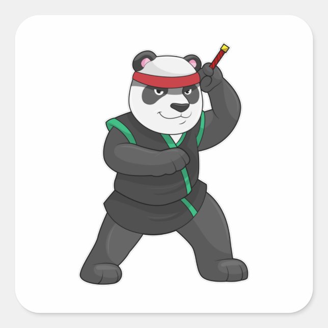 Panda as Ninja in Costume Square Sticker (Front)