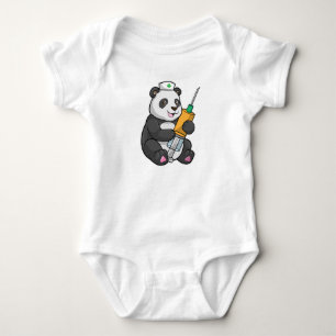 Panda as Nurse with Syringe Baby Bodysuit