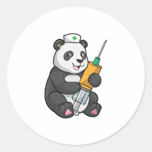 Panda as Nurse with Syringe Classic Round Sticker