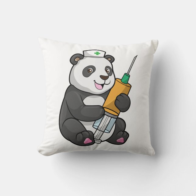 Panda as Nurse with Syringe Cushion (Front)