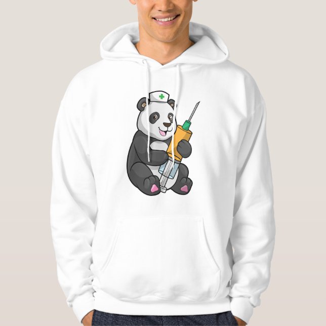 Panda as Nurse with Syringe Hoodie (Front)