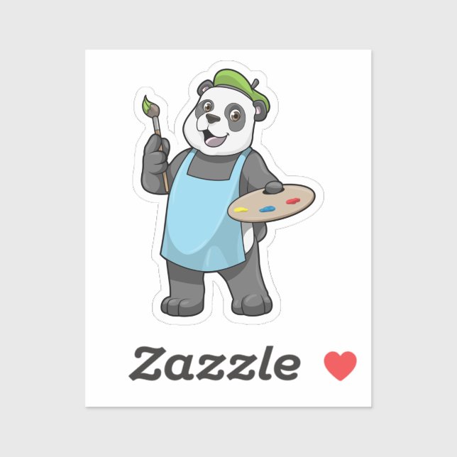 Panda as Painter with Brush & Colour (Sheet)
