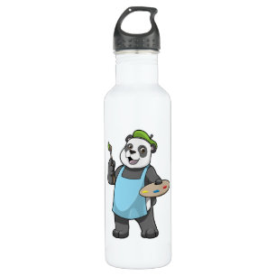 Panda as Painter with Brush & Colour 710 Ml Water Bottle