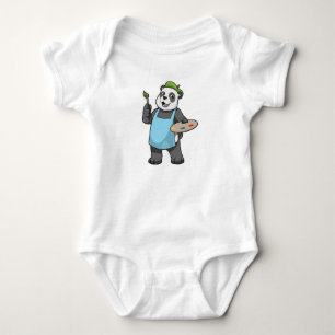Panda as Painter with Brush & Colour Baby Bodysuit
