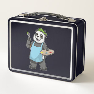 Panda as Painter with Brush & Colour Metal Lunch Box
