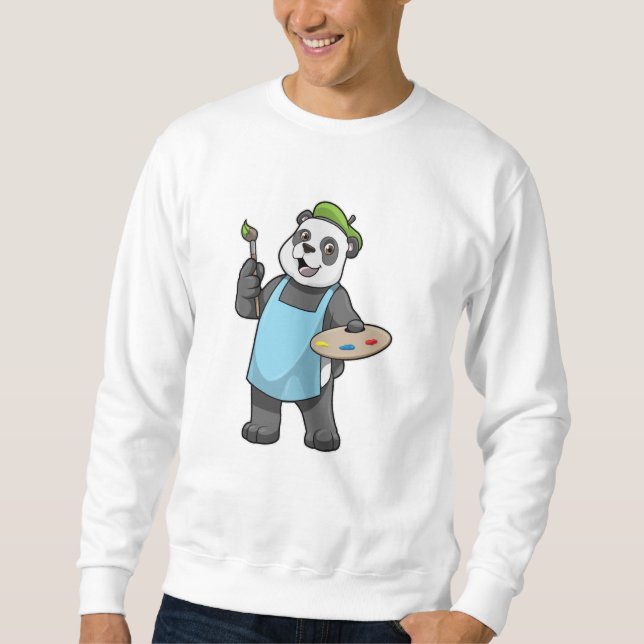 Panda as Painter with Brush & Colour Sweatshirt (Front)