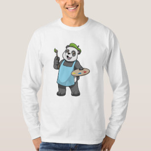 Panda as Painter with Brush & Colour T-Shirt