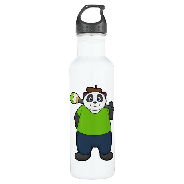 Panda as Painter with Paintbrush 710 Ml Water Bottle (Front)