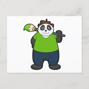 Panda as Painter with Paintbrush Postcard
