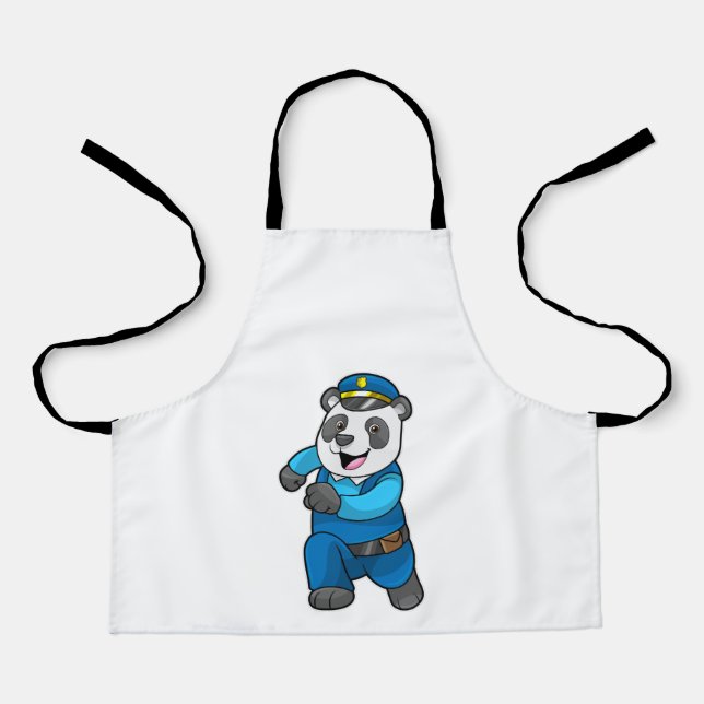 Panda as Police officer with Police hat Apron (Front)