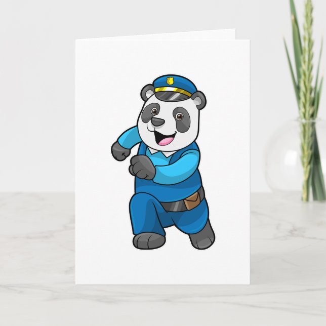 Panda as Police officer with Police hat Card (Front)