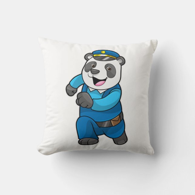 Panda as Police officer with Police hat Cushion (Front)