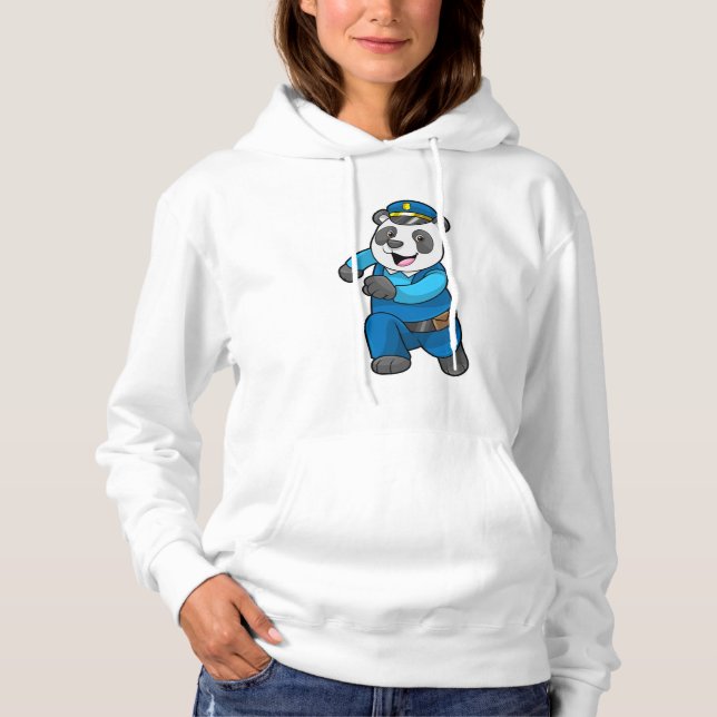 Panda as Police officer with Police hat Hoodie (Front)