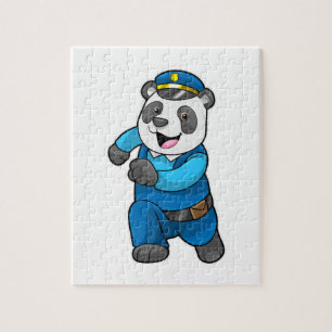 Panda as Police officer with Police hat Jigsaw Puzzle