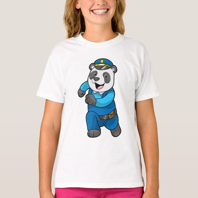 Panda as Police officer with Police hat T-Shirt (Front)
