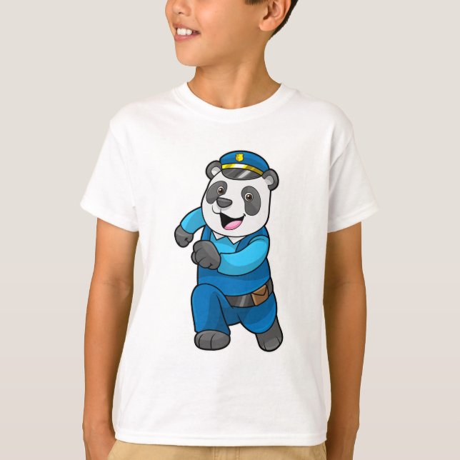 Panda as Police officer with Police hat T-Shirt (Front)