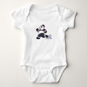 Panda as Runner at Running Baby Bodysuit