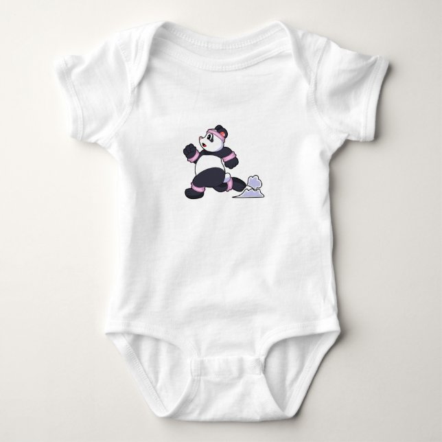 Panda as Runner at Running Baby Bodysuit (Front)