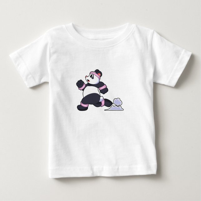Panda as Runner at Running Baby T-Shirt (Front)