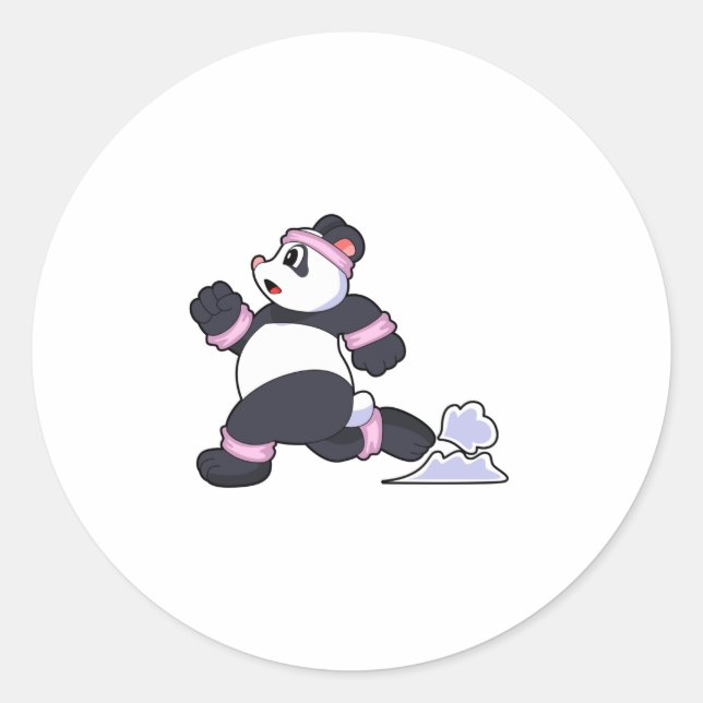 Panda as Runner at Running Classic Round Sticker (Front)