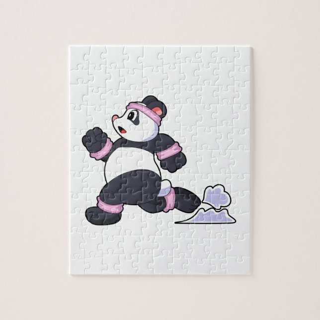 Panda as Runner at Running Jigsaw Puzzle (Vertical)