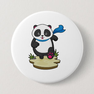 Panda as Runner with Scarf 7.5 Cm Round Badge