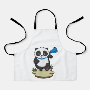 Panda as Runner with Scarf Apron