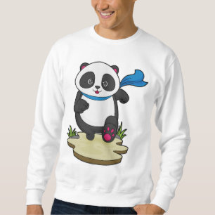 Panda as Runner with Scarf Sweatshirt
