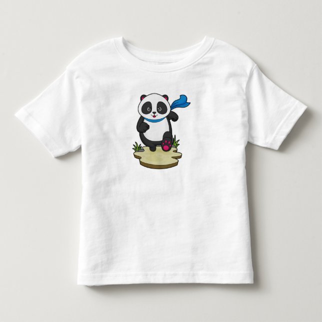 Panda as Runner with Scarf Toddler T-Shirt (Front)
