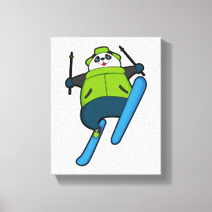 Panda as Ski jumper with Ski Canvas Print