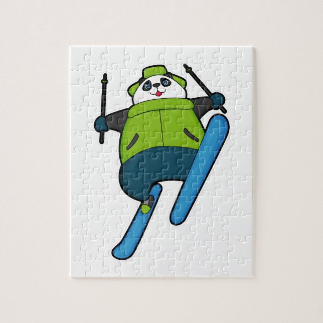 Panda as Ski jumper with Ski Jigsaw Puzzle (Vertical)