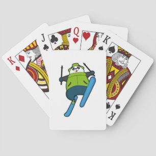 Panda as Ski jumper with Ski Playing Cards