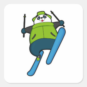 Panda as Ski jumper with Ski Square Sticker