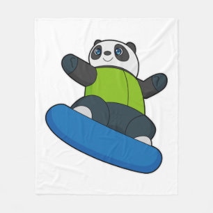 Panda as Snowboarder with Snowboard Fleece Blanket