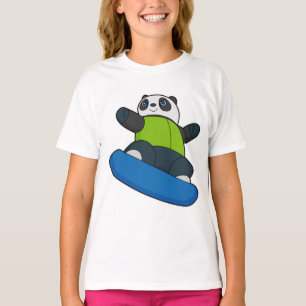 Panda as Snowboarder with Snowboard T-Shirt
