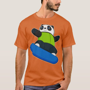 Panda as Snowboarder with Snowboard T-Shirt