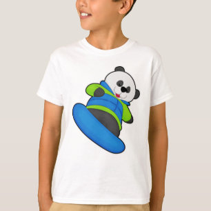 Panda as Snowboarder with Snowboard T-Shirt