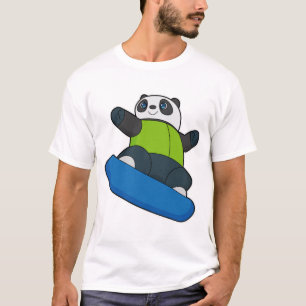 Panda as Snowboarder with Snowboard T-Shirt
