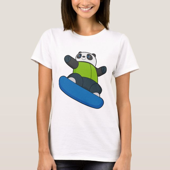 Panda as Snowboarder with Snowboard T-Shirt (Front)
