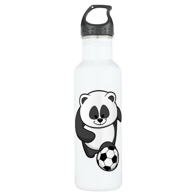 Panda as Soccer player at Soccer 710 Ml Water Bottle (Front)