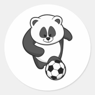 Panda as Soccer player at Soccer Classic Round Sticker